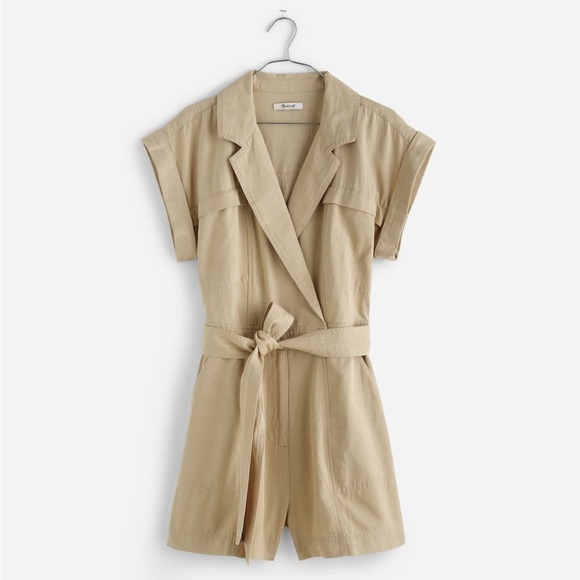 Madewell Tie-Waist Muscle Tank Romper in Summer Dune size 6 NWT NQ584 - Picture 6 of 13